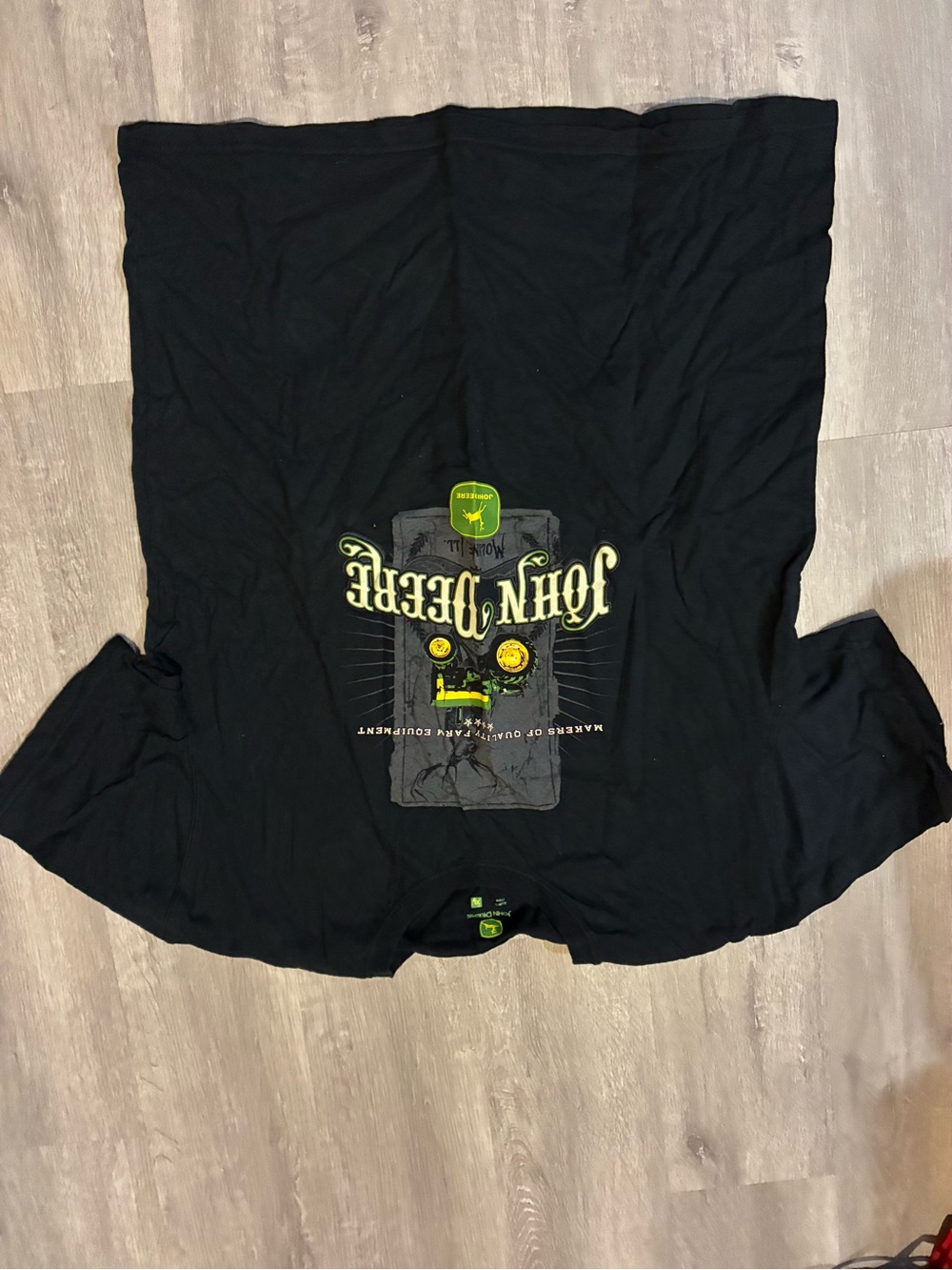 John Deere Black Tee with Green and Yellow Logo